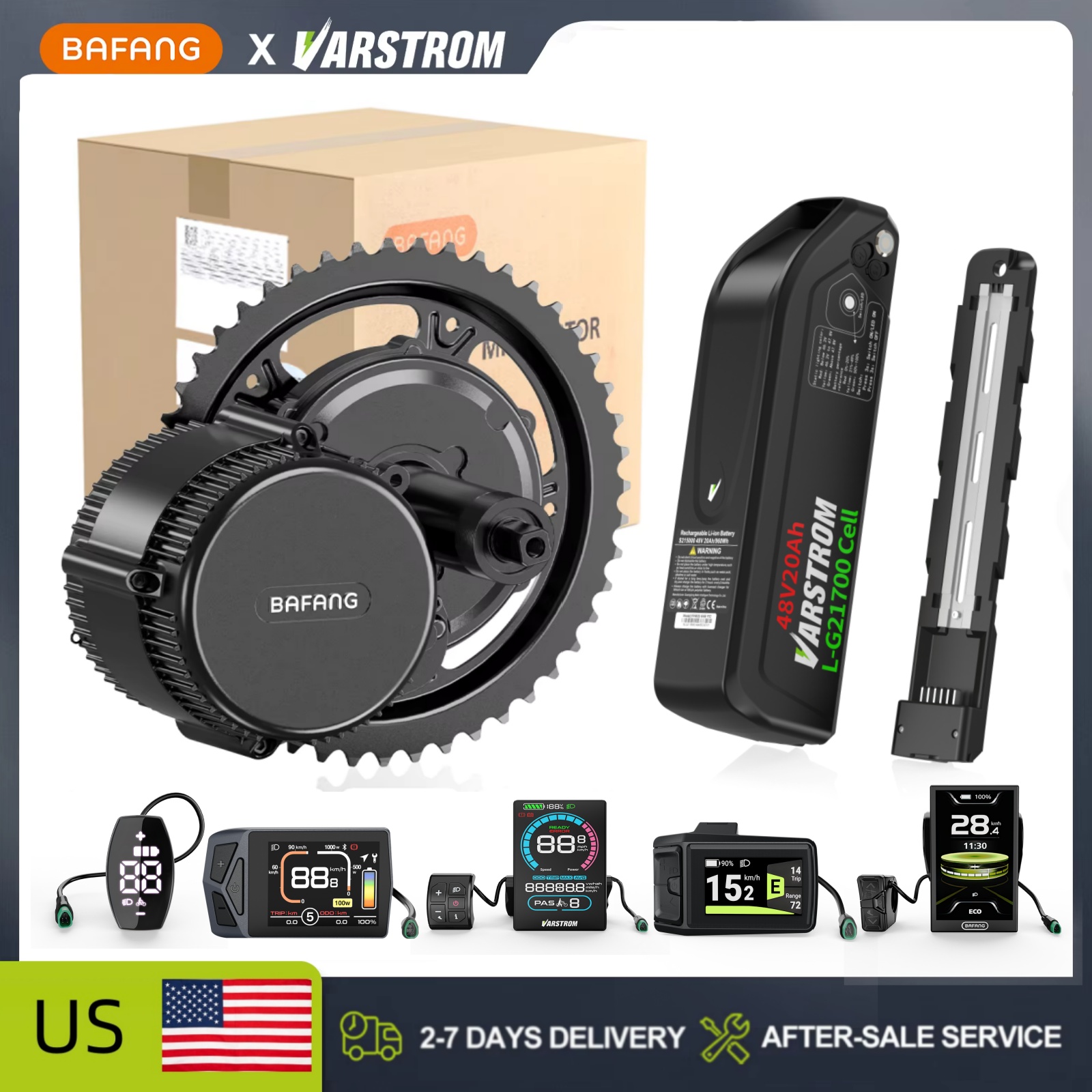 Bafang Bbs02B 48V 750W Mid Drive Kit - [สต็อกในสหรัฐฯ] ชุดแปลงจักรยานไฟฟ้า Bafang มอเตอร์ขับเคลื่อนกลาง 48V พร้อมแบตเตอรี่